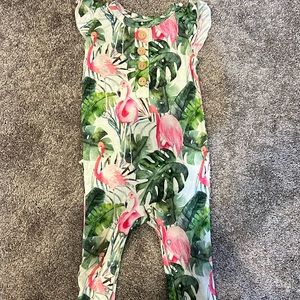 Little Bum Bums girls 9-12M flamingo print ruffled romper